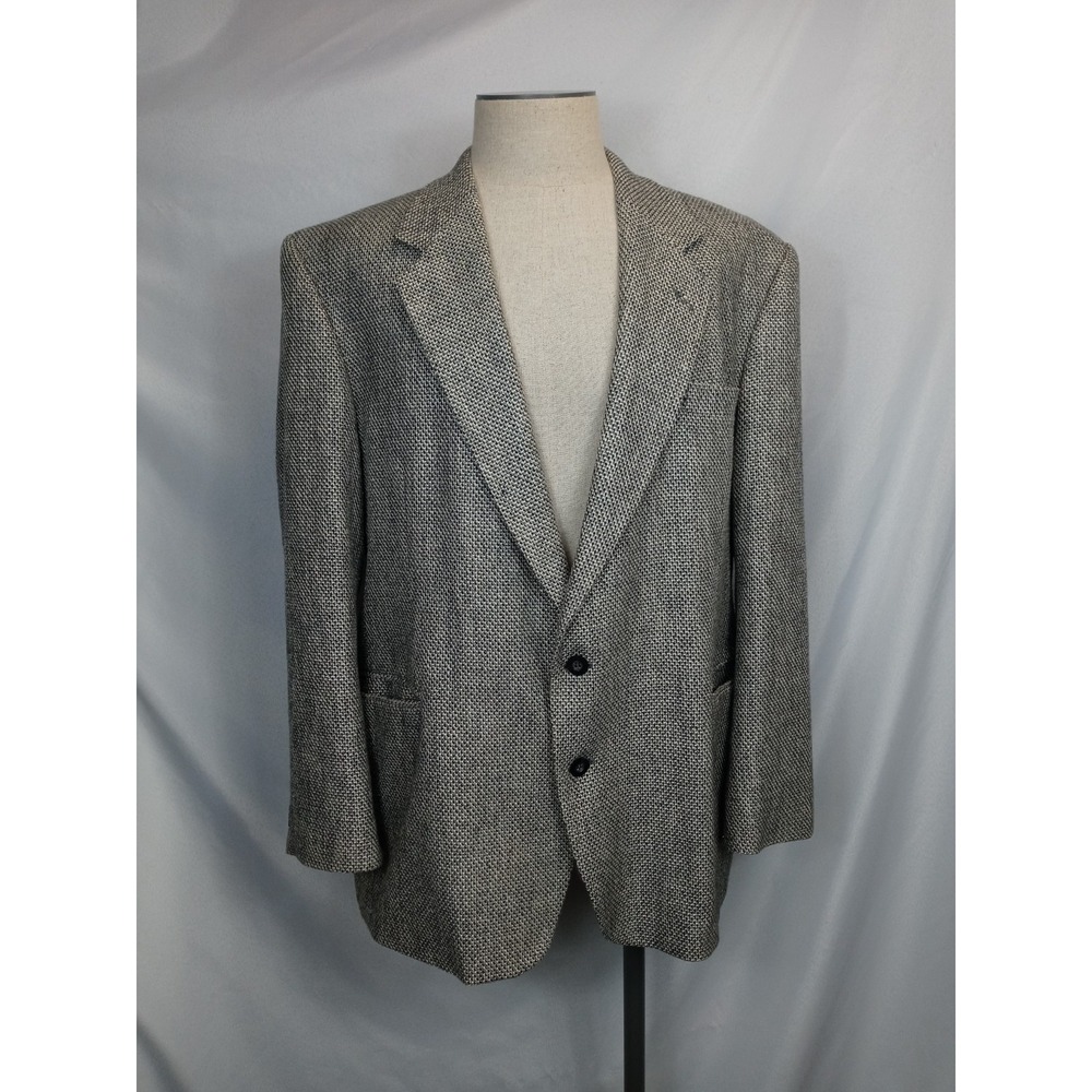 Haggar Mens 48 Sport Coat Blazer Tweed Salt & Pepper Black White Classic 90s